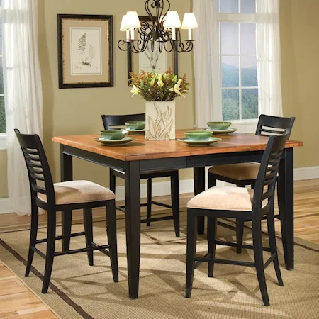 5-Piece Contemporary High Dining Table & Counter Height Stool Set